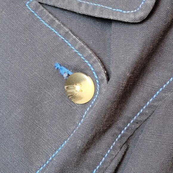 Free People Navy 6 Button Rain Jacket, Sz 6 - Picture 6 of 6